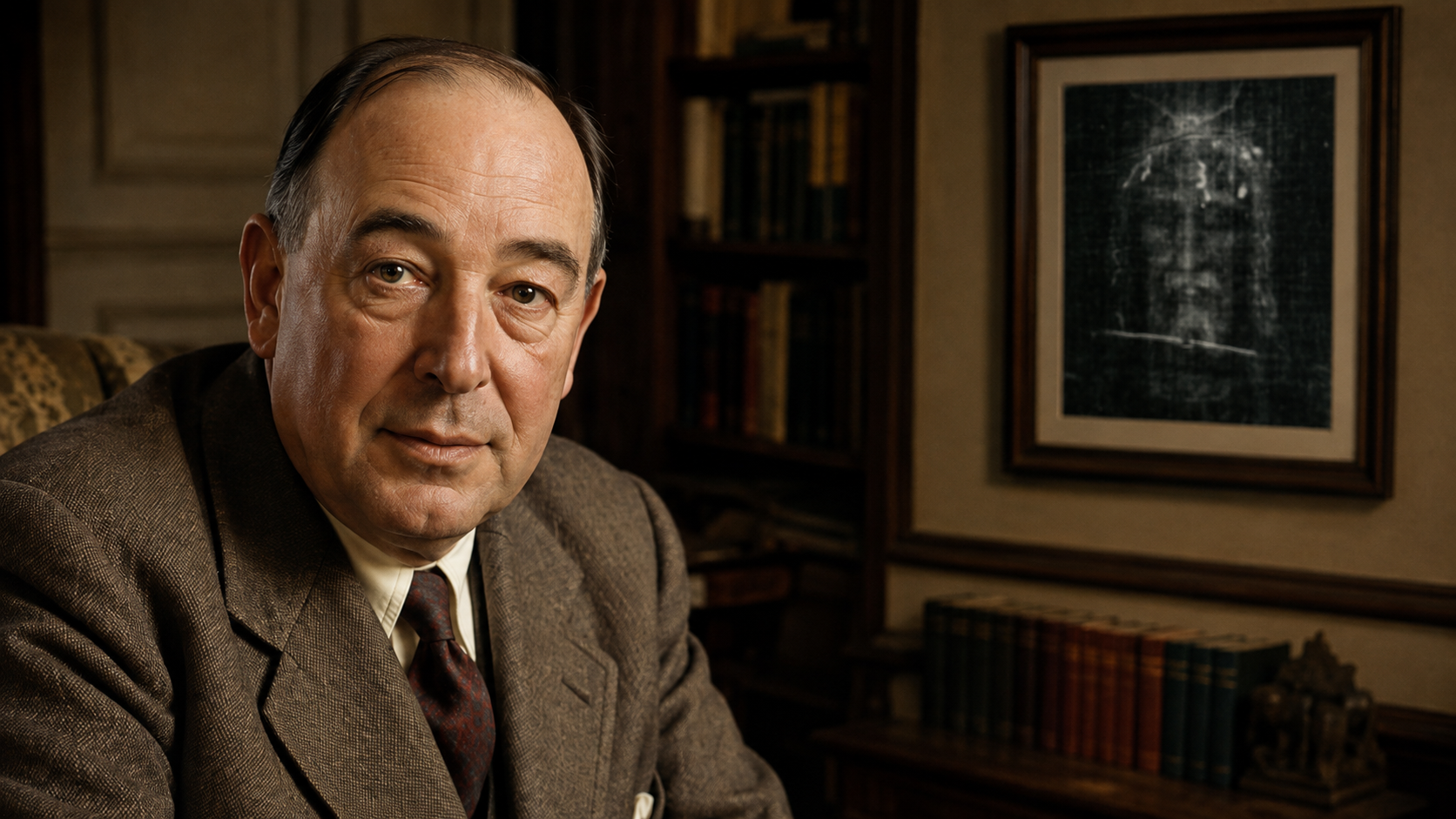 ChatGPT Image Aug 31 2026 at 054636 PM Toms Theology Blog Portrait of an older man in a brown suit seated in a study looking at the camera with a neutral expression bookshelves behind him